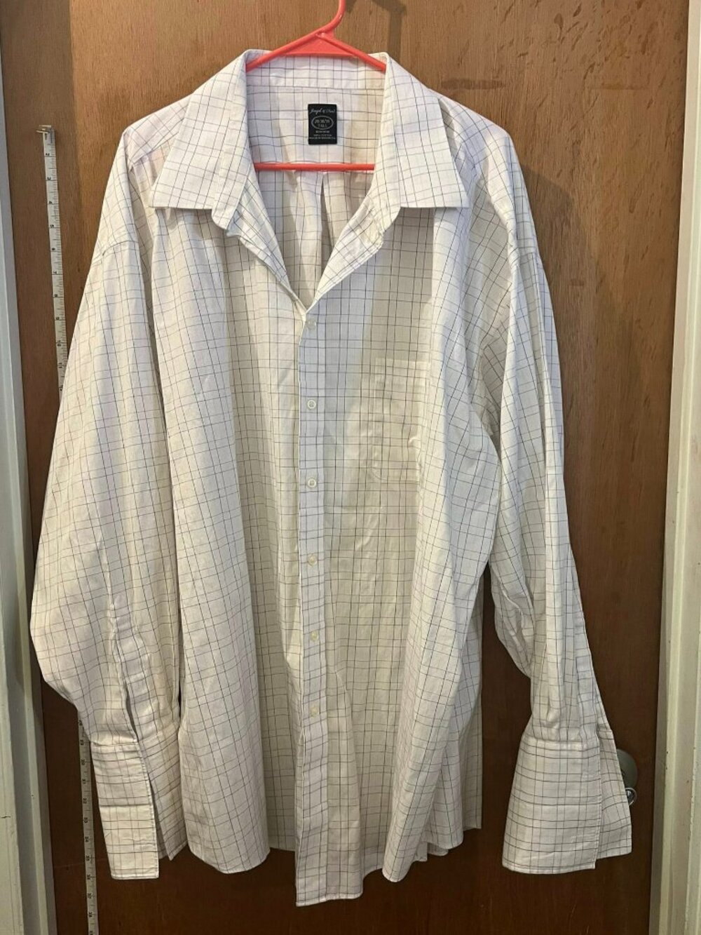 🐻Size 20-38/39 - Joseph & Feiss - Men's White Plaid Long Sleeve Button-Down